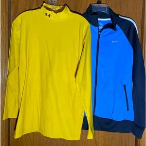 Two For One Sale: Nike Full Zip Sweater, Under Armour LS T Cold Gear Both Size L